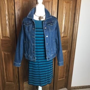 LL Bean Teal & Navy  Casual Dress